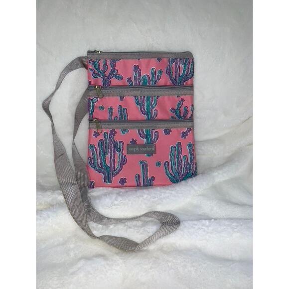Simply Southern Women's Pink Cactus Print Crossbody Bag Medium Adjustable Strap - Picture 1 of 7